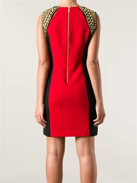 michael kors red and black sleeveless dress|Michael Kors black sequin dress.